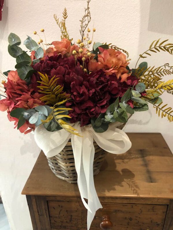 cesto con Hortensias